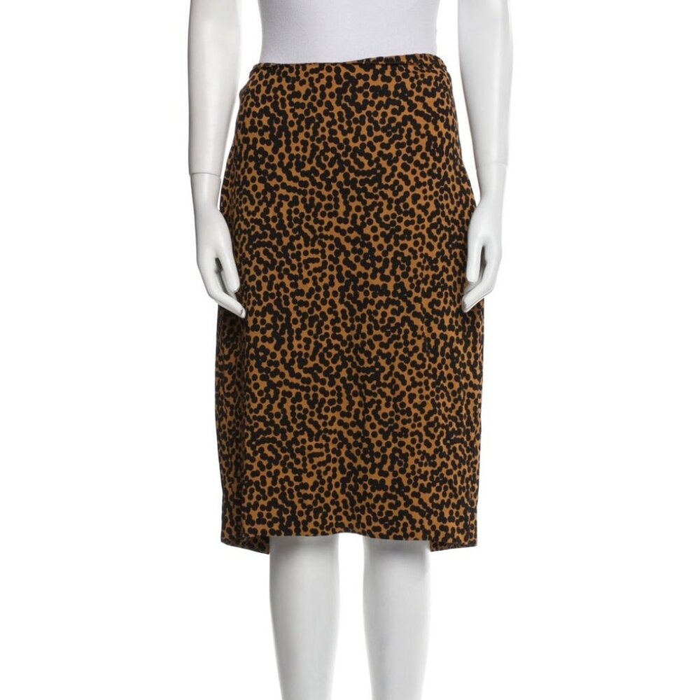 DVF Diane von Furstenberg Cheetah Polka Dot Print Midi Skirt Size 4